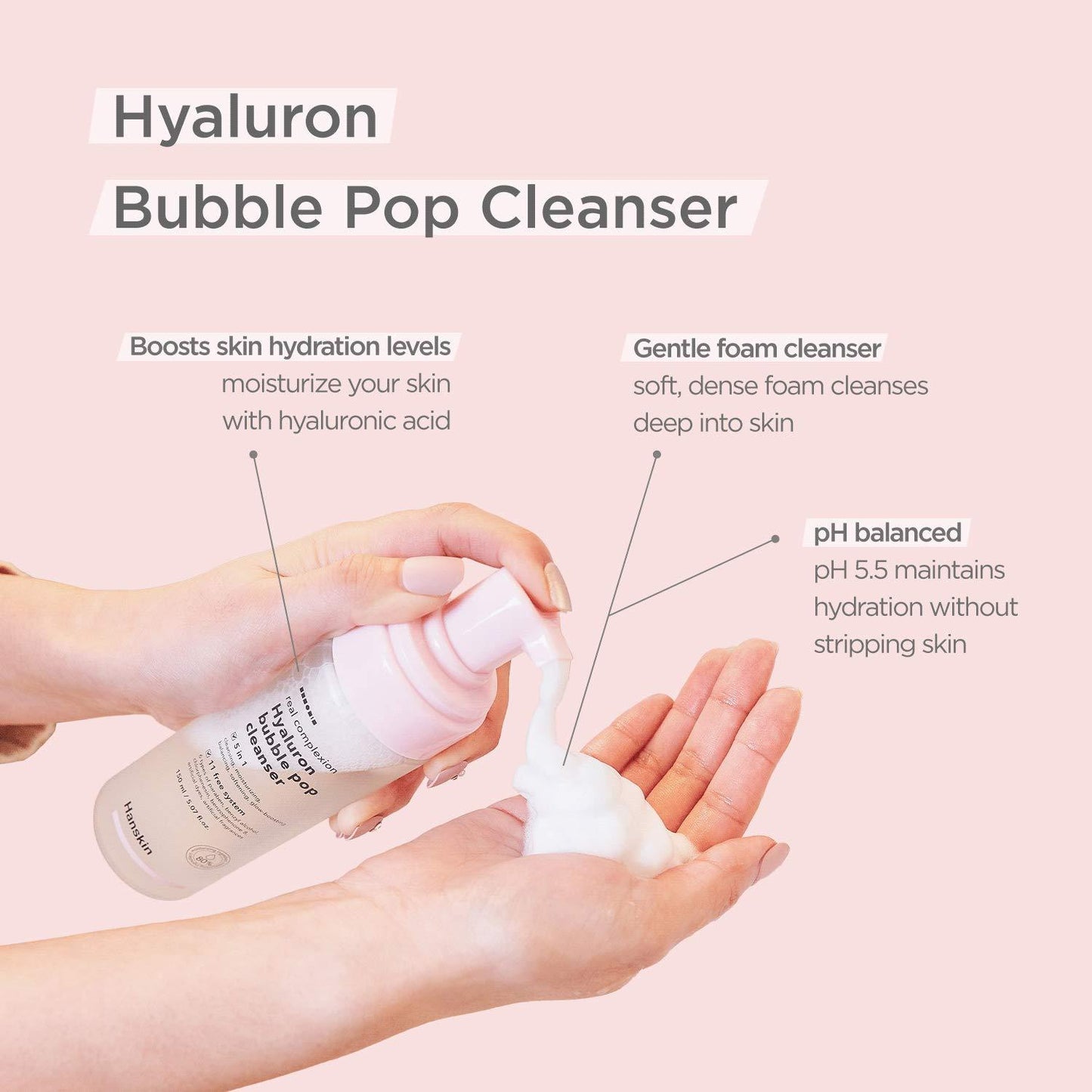 HANSKIN – Real Complexion Hyaluron Bubble Pop Cleanser