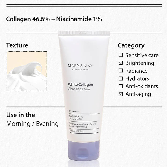 MARY&MAY - White Collagen Cleansing Foam